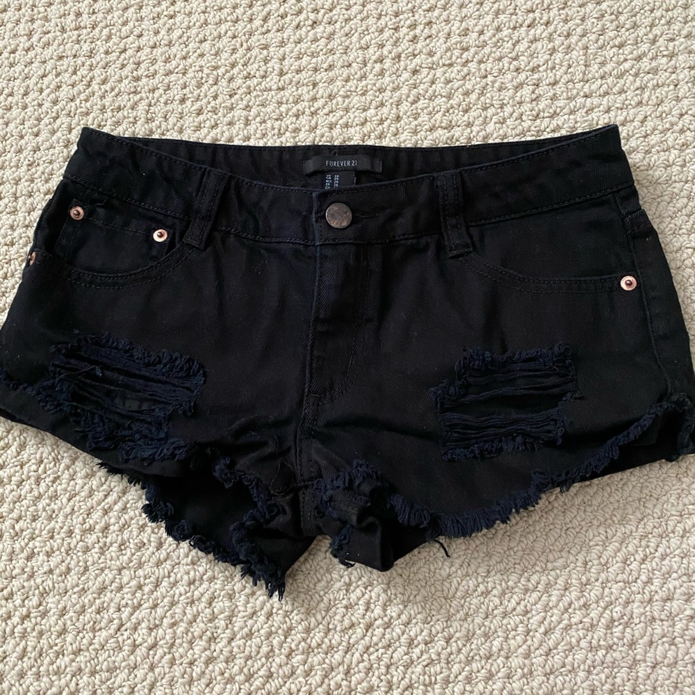 2/$20 Forever 21 black denim shorts size 26